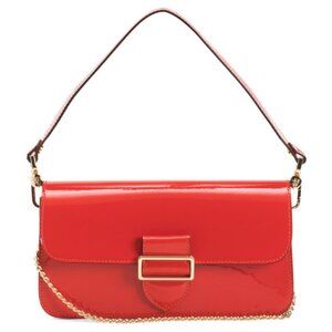 PRATESI Made In Italy Patent Leather Flap Buckle Shoulder Bag